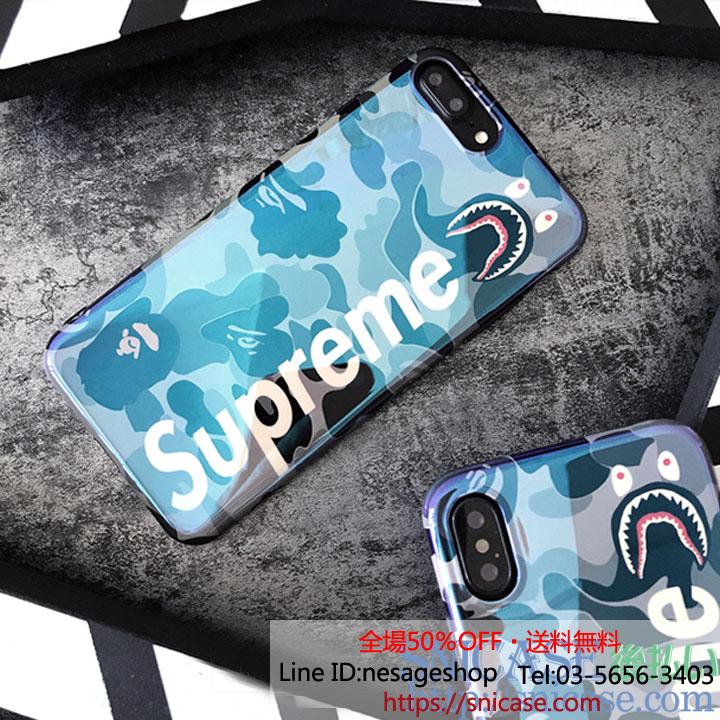 SUPREME ブランド アイフォン7 カバー 青い光 カッコイイ