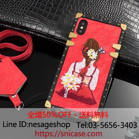 刺繍後ろ姿girls iPhoneX 可愛いケース