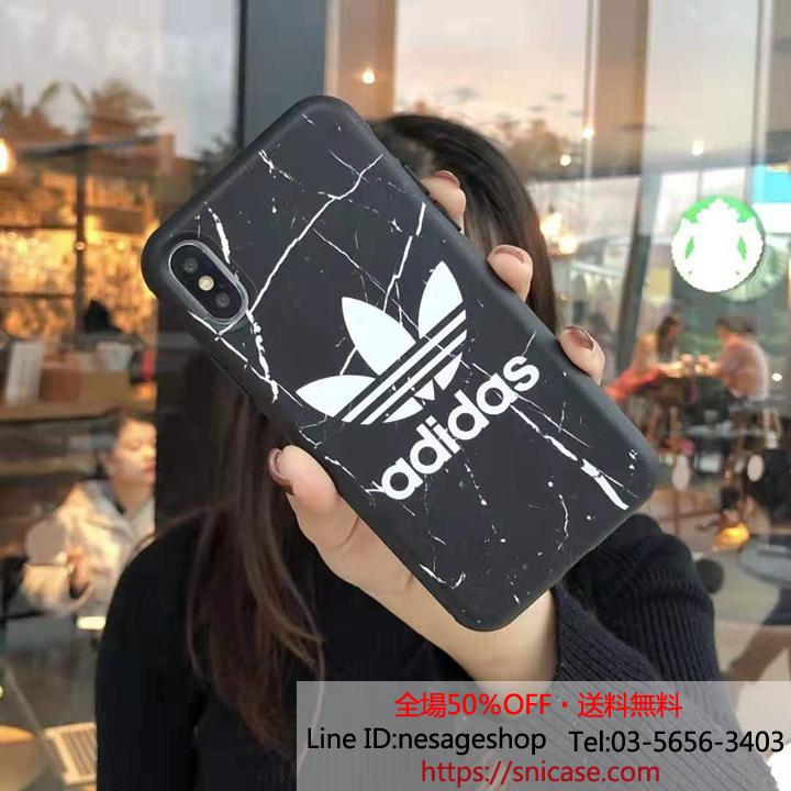 アディダス iPhone7/7pケース ブラック 創意デザイン TPU超薄型iphoneキャラクターケース